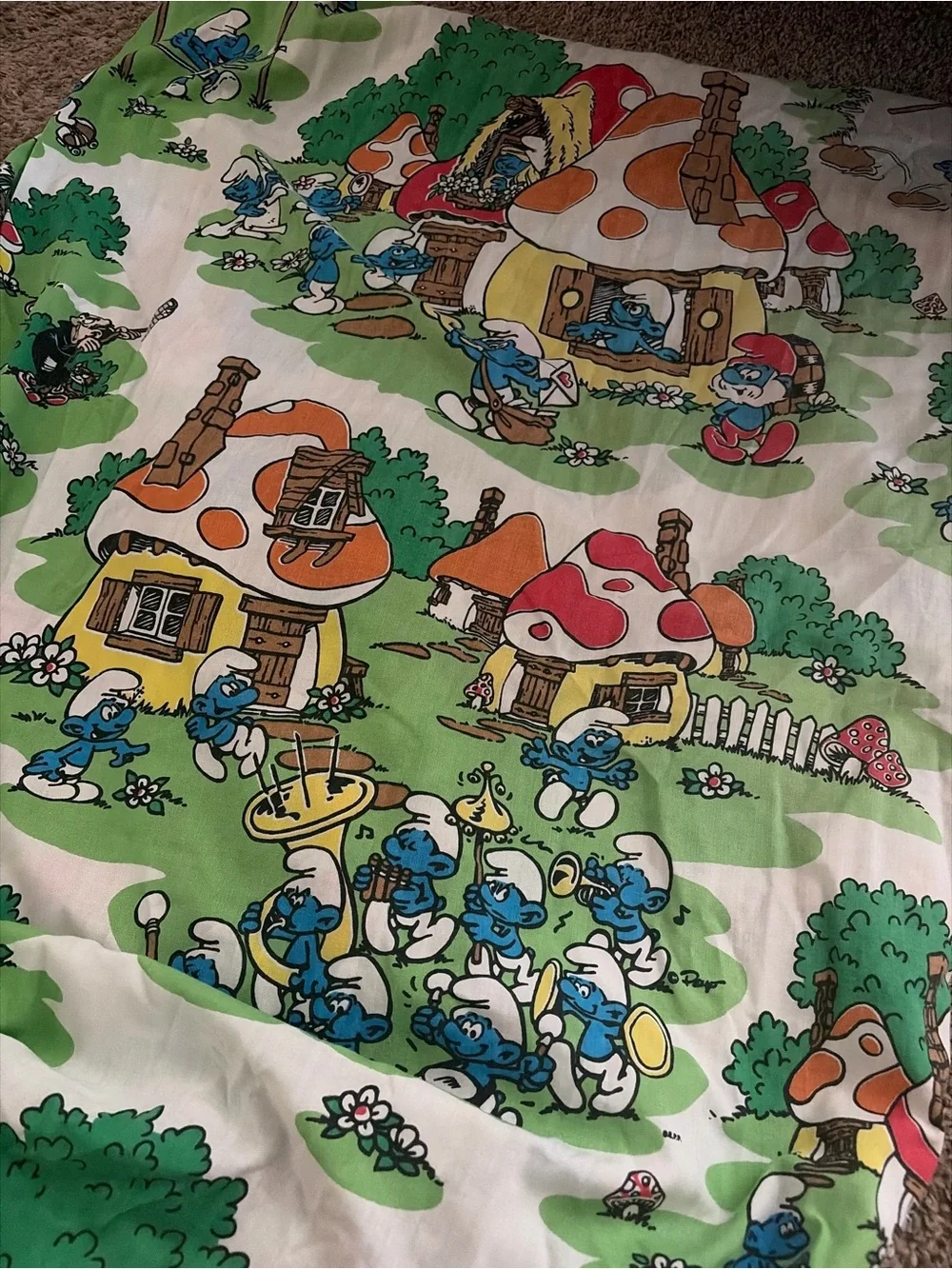 Vintage 1980’s Twin Smurf Village sheets